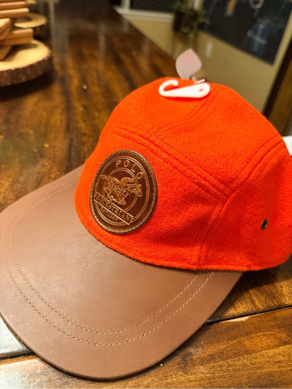 Polo by Ralph Lauren extremely rare Orange Wool & Brown Leather Brim Cap